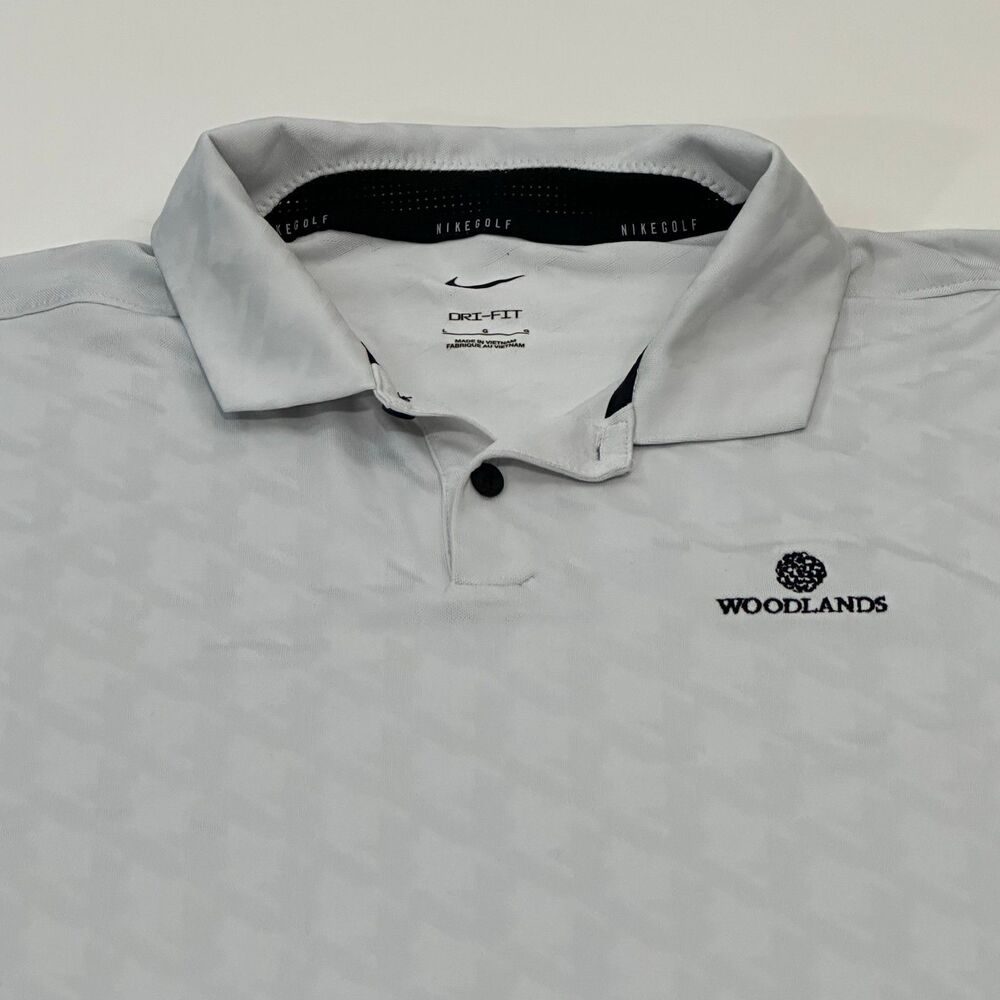 Nike Men's Dri-FIT Golf Polo Light Gray Woodlands Logo, Size L